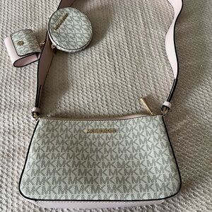 Michael Kors White and Pink Crossbody Bag Set